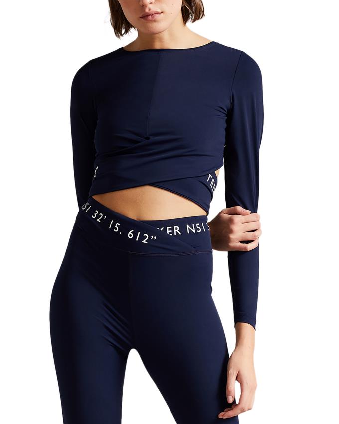 Hauts Ted Baker Activewear Long Sleeve Bleu Foncé Femme | ZLQ-19875693